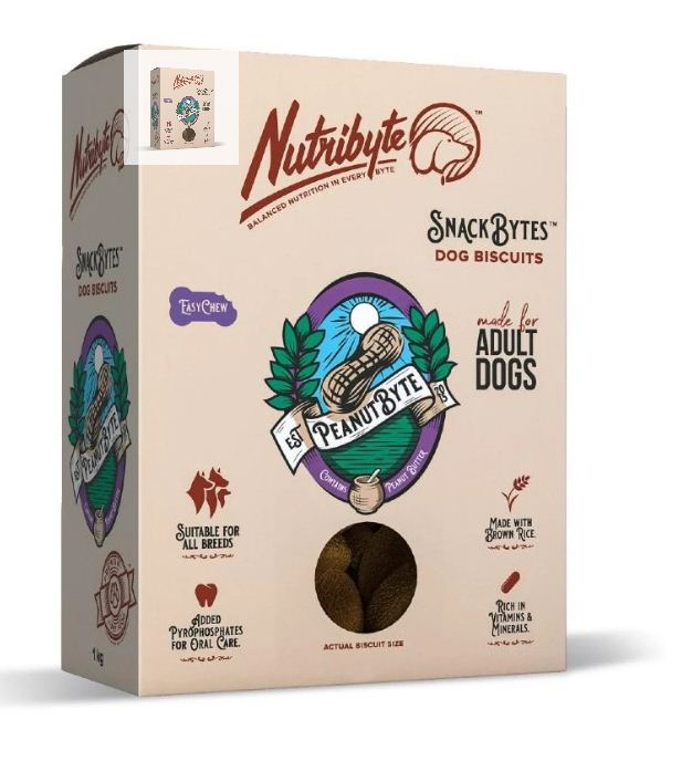 Nutribyte SnackBytes PeanutByte Adult Dog Biscuits 1kg